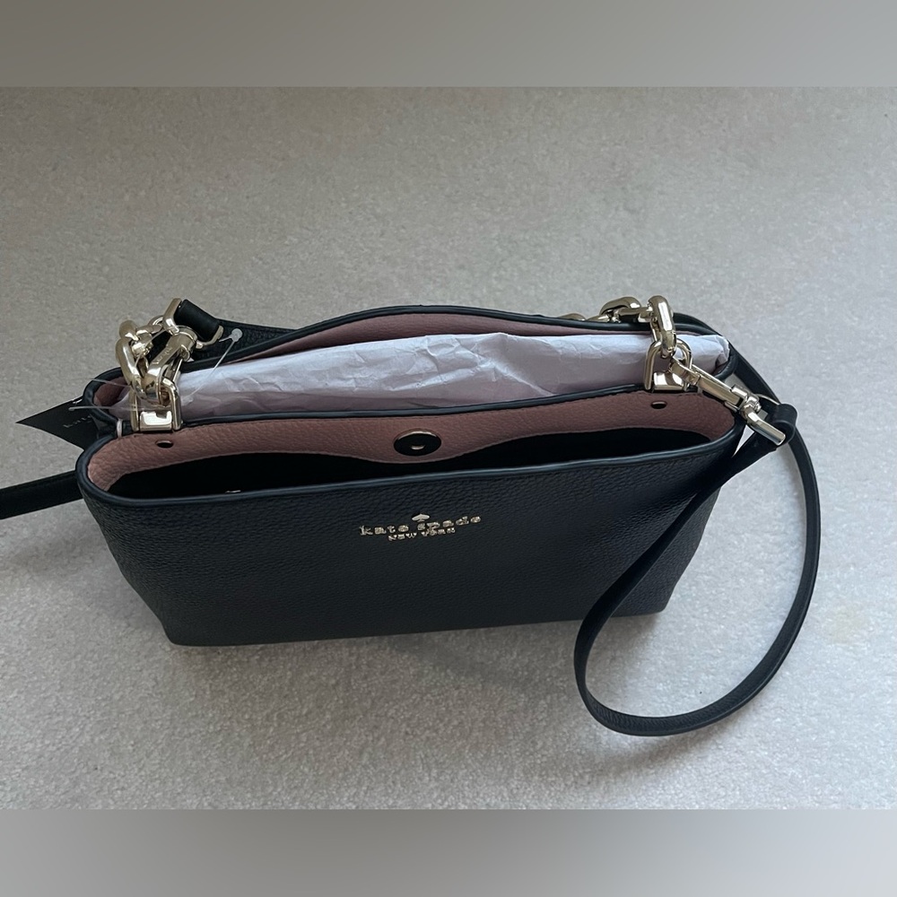 Kate Spade Aubrey Chain Top Handel Black Pebbled Leather Satchel - Picture 6 of 10